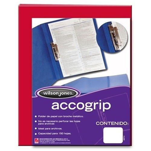 Carpeta Accogrip tamaño carta color rojo, con palanca, Modelo: P0961, 1 Pieza