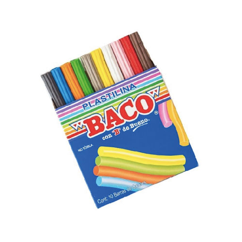 Plastilina Baco Barritas, 10 Barras, Colores Surtidos, (1 Paquete)