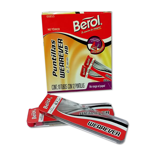 Puntillas Wearever, .7, HB, Modelo: P100, con 12 minas.