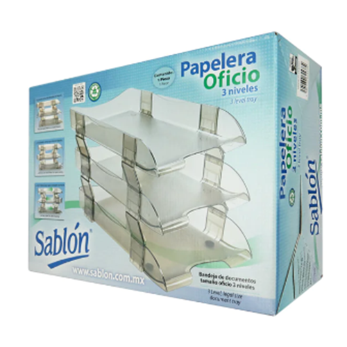 Papelera legal Sablon, 3 pisos, Modelo: 2436HU, 1 Pieza.