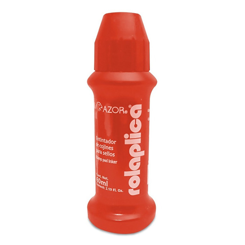Tinta rolaplica con canica, color rojo, Modelo: 587, 1 Pieza.