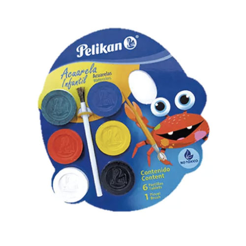 Acuarela Pelikan Infantil C/6 Pastillas (1 Pieza)