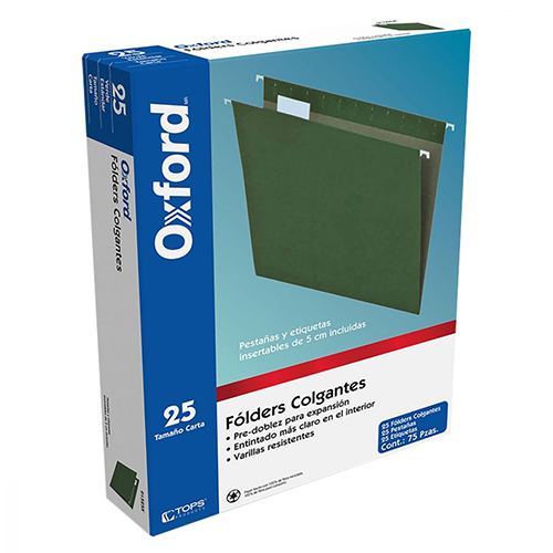 Folder colgante Oxford, tamaño carta, paquete con 25, Modelo: 91525, 1 Pieza